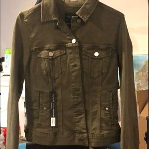 Olive Denim Moto Jacket